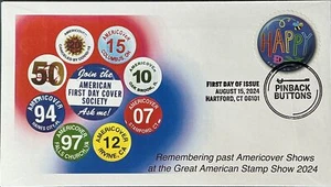 AFDCS 5924 Pinback ButtonsSlogan Remembering Previous Americovers Shows HAPPY - Picture 1 of 1