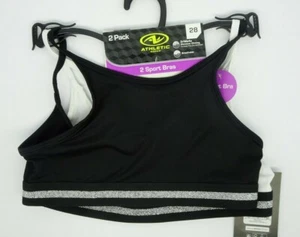 Athletic Works Girls Bras 2 Pack Black White Sports Size 28 NEW - Picture 1 of 3