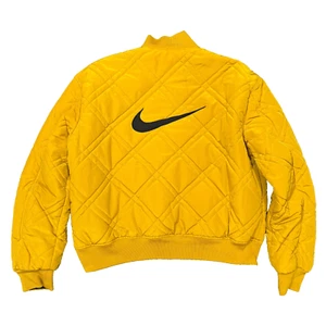 Vintage Nike Quilted 90's Reversible Yellow Black Big Swoosh Jacket Bomber Men's - Picture 1 of 11