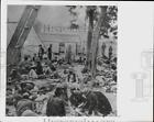 1961 Press Photo Wounded Civil War soldiers lie on the ground at field hospital
