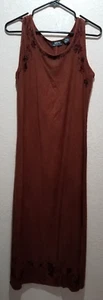 MPH Ladies Full Length Heavy Embroidered Tank Dress Copper Tone Size Small - Picture 1 of 17