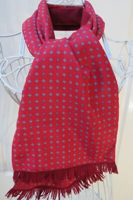 Tootal Vintage Scarf Red Geometric Satin Wool Cravat Tassel Mod 60s  Motoring - Image 1 of 3