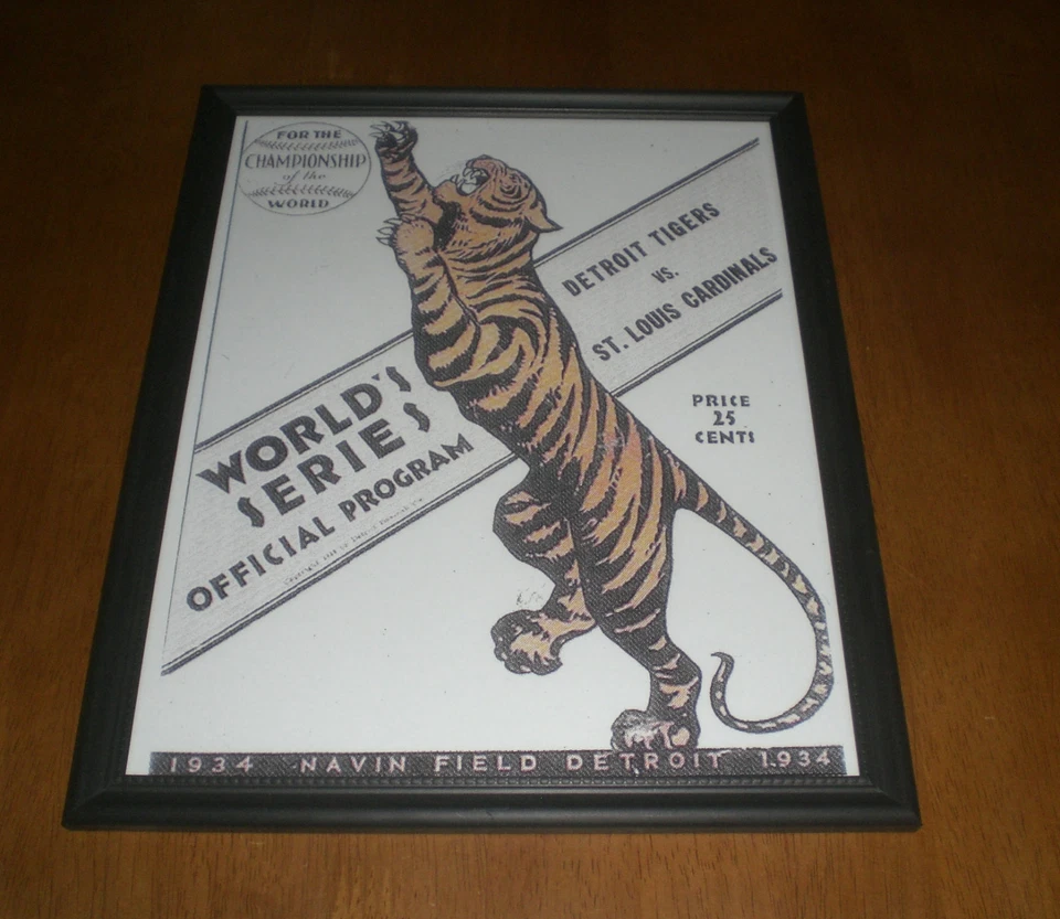 1934 TIGRES VS CARDENALES ENMARCADO COLOR SERIE MUNDIAL PROGRAMA IMPRESIÓN Foto 1 de 1