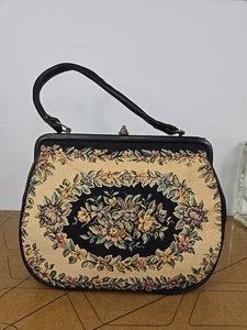 Vintage G.H.L. Princess Style Floral Tapestry Purse Made In Germany GUC - Picture 1 of 24