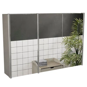 Bathroom Cabinet Triple Door Wall Mount Mirror Storage Cupboard Stainless Steel - Picture 1 of 9