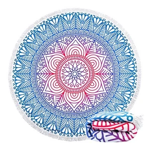 Large & Thick Microfiber Mandala Round Beach Towel Throw Blanket with Fringed... - Picture 1 of 9