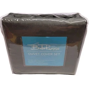 NEW Bella Russo Queen Duvet Cover Set INV00395 Storm Gray Cover & Pillow Shams - Picture 1 of 5