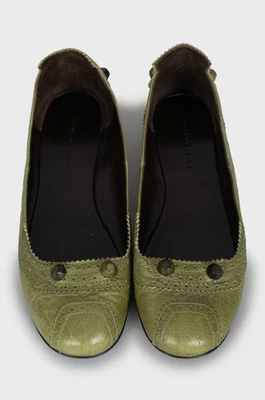 Balenciaga Arena Ballet Flats Army Green Leather Covered Pompon SIze 37 - Image 1 of 4