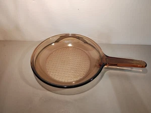 Pyrex Vision Corning Ware ~ padella padella fondo cialda ambra 10" *senza coperchio - Foto 1 di 4