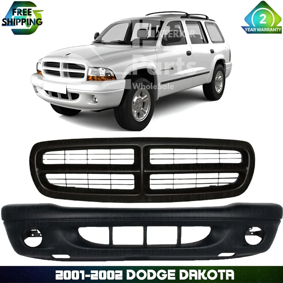 Front Bumper Cover Fascia & Grille Assembly Kit For 2001-2002 Dodge Dakota Foto 1 de 4