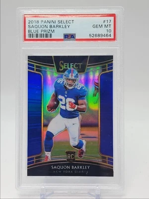 SAQUON BARKLEY 2018 SELECT CONCOURSE ROOKIE BLUE PRIZM RC /175 PSA 10 Q5937 - Image 1 of 2