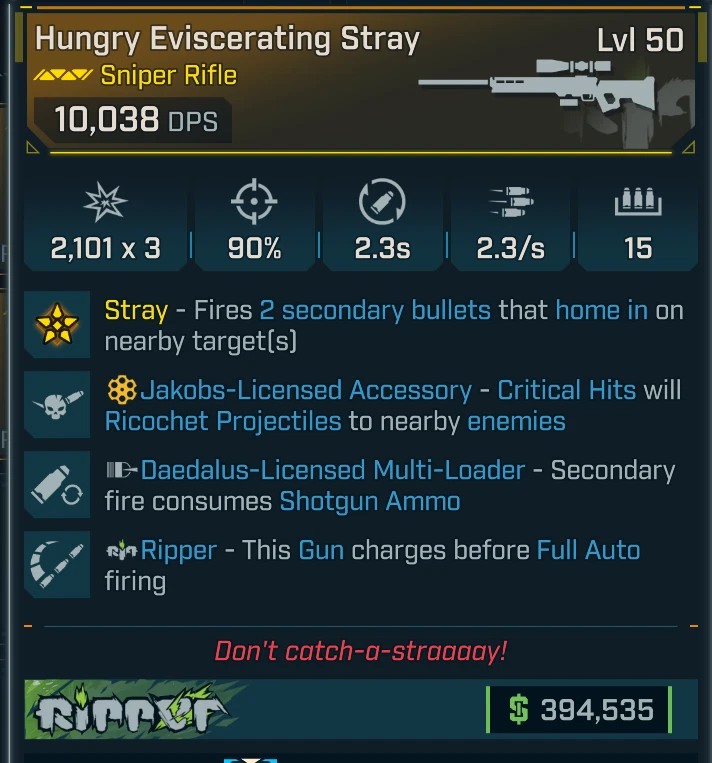 Borderlands 4 OP⭐EVISCERATING  STRAY SNIPER⭐JAKOBS⭐SHOTGUN⭐RIPPER - Image 1 of 1