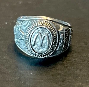 RARE MCDONALD'S QSC EMPLOYEE SERVICE AWARD STAINLESS RING SIZE 7 - Picture 1 of 11