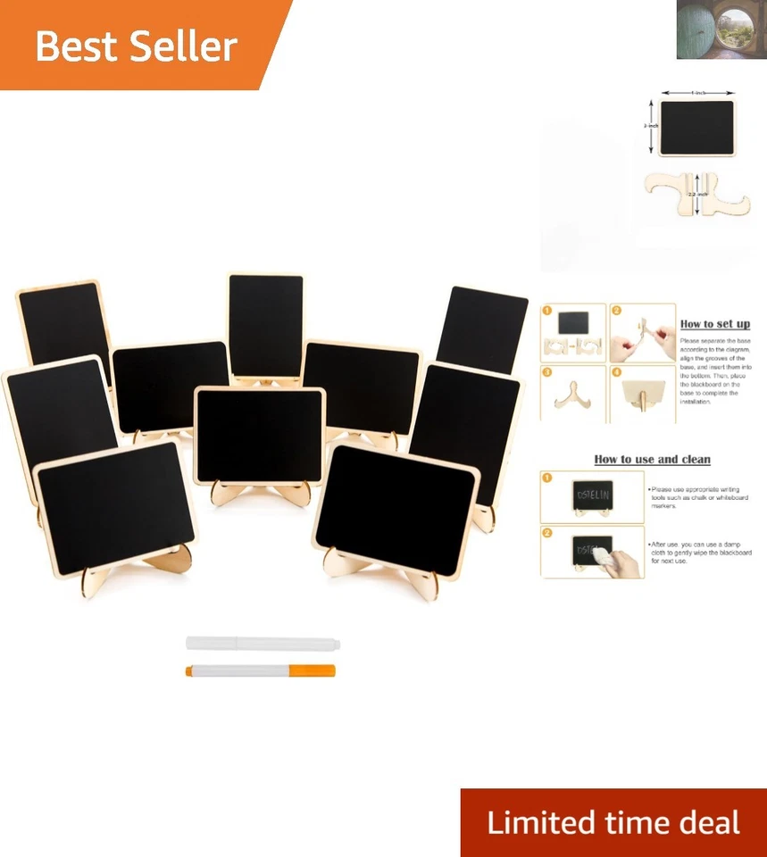 10pk Mini Chalk Boards With Easel Stand Small Rectangle Blackboard Signs Decor