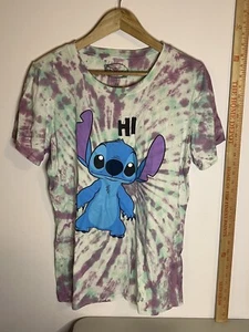 Disney Lilo & Stitch HI Blue/Purple Tie Dye Women T-Shirt XL Preowned 💯 Cotton - Picture 1 of 7