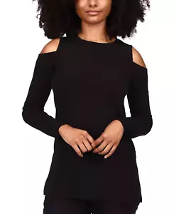 MICHAEL Michael Kors Womens Size XS Stretch Knit Cold-Shoulder Top Black $68 860 - Picture 1 of 8