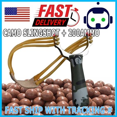 Slingshot Camouflage + 200 Biodegradable Clay Ammo Balls 3/8" Catapult Powerful