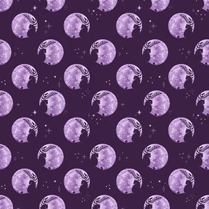Feline Drive Fabric PHOEBE Enlightened Cats Purple Dear Stella Sold by the Yard - Picture 1 of 7