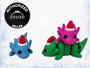 Christmas Santa 3D Printed Axolotl Articulated | Toy | Fidget | Sensory | ADHD - Picture 1 of 20