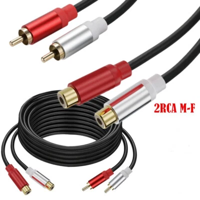 Audio 2RCA Extension Male to Female Stereo Extension Cable 2 rca Cords Adapter - Image 1 of 4