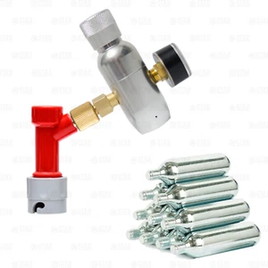 Mini CO2 Regler für Pin Lock Corny Home Braufässer + Kupplung + 10 Patronen - Bild 1 von 6