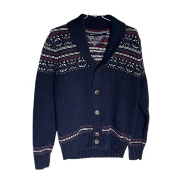 Tommy Hilfiger Navy Snowflake Vintage Luxury Blend Button Down Cardigan Men’s S - Image 1 of 4