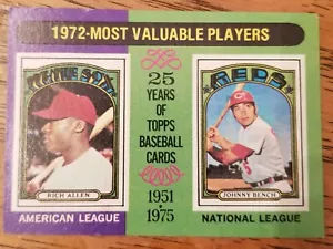 1975 Topps "1972-Los jugadores más valiosos" A.L. Dick Allen/N.L. Banco Johnny #210 - Imagen 1 de 2