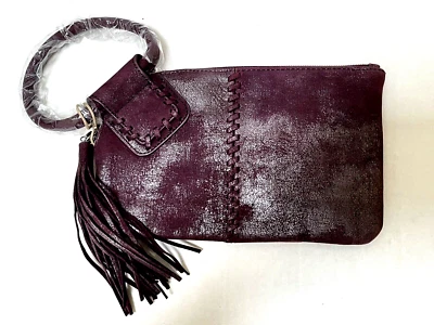 HOBO Sable Wristlet Clutch Bag w/Built in Wallet Plum Graphite Leather $138 NWT - Image 1 of 4