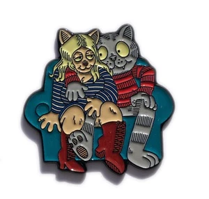 Broche de solapa Cuddle Kitties Fritz Makes a Move años 60 dibujos animados SOMBRERO PIN - Imagen 1 de 4