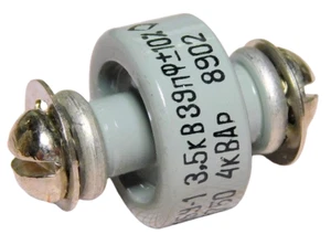 Ceramic transmitting capacitor 39pF 3,5kV 4kWar (4kVar) M750 K15U-1 soviet - NOS - Zdjęcie 1 z 6