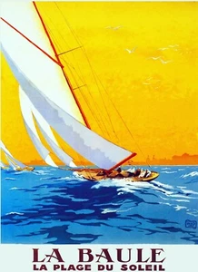 12612.Decor Poster.Home room vintage wall design.La Baule Beach.French sailboats - Picture 1 of 1