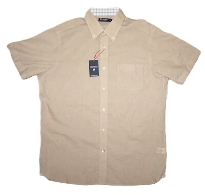 Daniel Cremieux Short Sleeve Shirt L Khaki Lightweight Cotton Linen NWT (DSS460) - Image 1 of 2