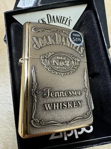 Zippo Jack Daniels Whiskey Textured Logo Lighter - Gold - 254BJD 428 - New - Picture 1 of 6