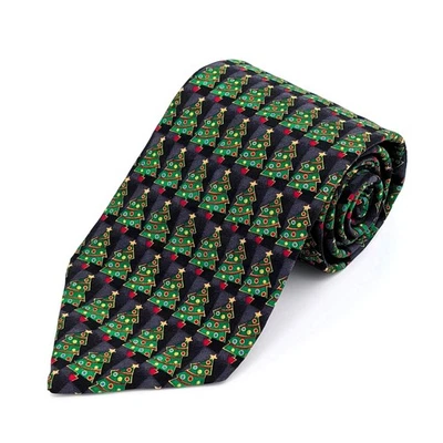 Corbata vintage con sello de tradiciones navideñas novedad árboles de Navidad hecha en EE. UU. Foto 1 de 4