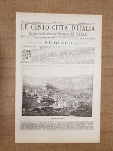 Le Cento Città d'Italia 30 settembre 1901 Subiaco Il Secolo Sonzogno Ristampa - Picture 1 of 1