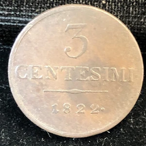 ITALIAN STATES (LOMBARDY-VENETIA) coin 3 Centesimi 1822 M Ships Free E-61 - Picture 1 of 2