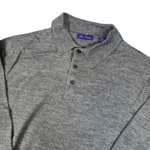 Alan Flusser Mens Grey Long Sleeve Merino Wool Acrylic Blend Polo Sweater Large - Picture 1 of 9
