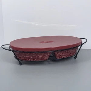 Temp-tations by Tara Holly Vine 2 Qt DIVIDED CASSEROLE Baking DISH w/ Lid & Rack - Picture 1 of 8