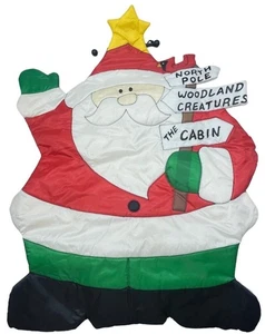 Weihnachten Santa Flagge gepolstert Wandbehang Rotkehlchen Nordpol Stern rot 33x24" LESEN - Bild 1 von 9