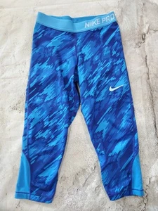 Youth Girls Large Nike Pro Dri Fit Blue Capri Leggings - Picture 1 of 7