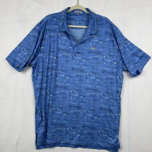 Peter Millar Polo Shirt 2XL Crown Sport Summer Comfort Blue Italian Escape Goat - Picture 1 of 11