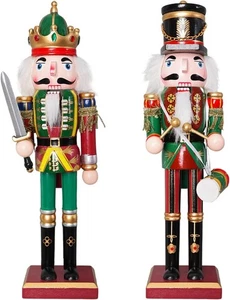 2 PCS 12 Inch Christmas Nutcracker with Box and Stickers Xmas Resin Soldier N... - Picture 1 of 4