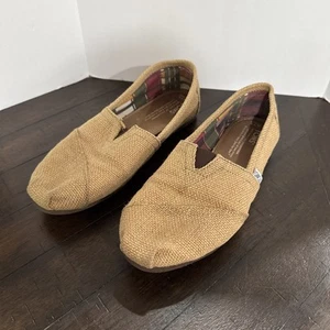 Toms Brown Burlap Slip On Loafer Shoes Women’s Size 7.5 - Picture 1 of 7