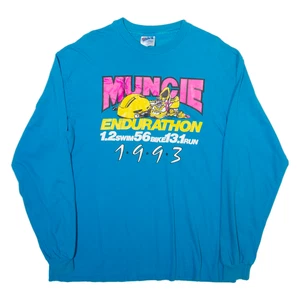 HANES Mens T-Shirt Blue Long Sleeve XL - Picture 1 of 6