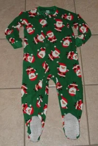 Unisex Sz 4 Toddler Christmas Holiday Santa Claus Fleece Zip Up Footed Sleeper - Picture 1 of 3