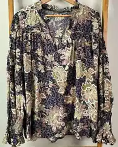 SUSSAN - SIZE 18 - PURPLE MAUVE FLORAL - LONG SLEEVE TOP - EXCELLENT CONDITION - Picture 1 of 6