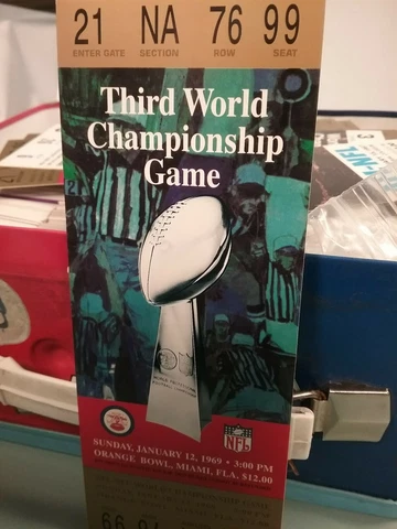NFL Super Bowl Tickets;  1969 RARE; NY vs Baltimore; Joe Namath Cover