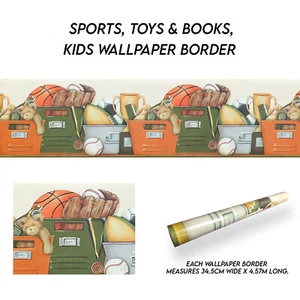 Sports, Toys & Books, Kids Wallpaper Border (34.5cm wide x 4.57m long) - Picture 1 of 5