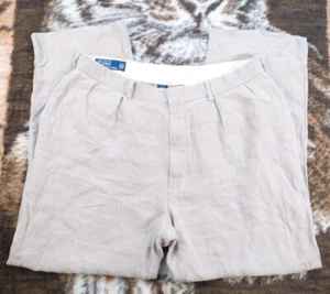 VTG Polo Ralph Lauren Linen Double Pleated Trousers 90s Sz 36x32 Measures 34x30 - Picture 1 of 8