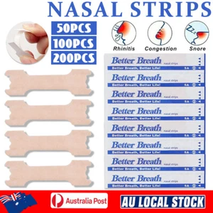 200 Pack Nasal Strips Help Breathe Better Stop Snoring Sleep Right Snore Less AU - Picture 1 of 15
